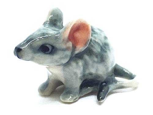 ChangThai Design Tiny 1¼" Gray Mouse Sitting Figurine - Miniature Hand Made Painted Ceramic Mice Rat Shrew Rodent Small Porcelain Animals Cute Decorative Figures Collectible Figurines Décor Gifts - Image 3