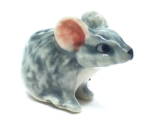 ChangThai Design Tiny 1¼" Gray Mouse Sitting Figurine - Miniature Hand Made Painted Ceramic Mice Rat Shrew Rodent Small Porcelain Animals Cute Decorative Figures Collectible Figurines Décor Gifts - Image 4