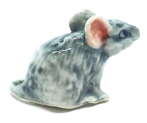 ChangThai Design Tiny 1¼" Gray Mouse Sitting Figurine - Miniature Hand Made Painted Ceramic Mice Rat Shrew Rodent Small Porcelain Animals Cute Decorative Figures Collectible Figurines Décor Gifts - Image 5