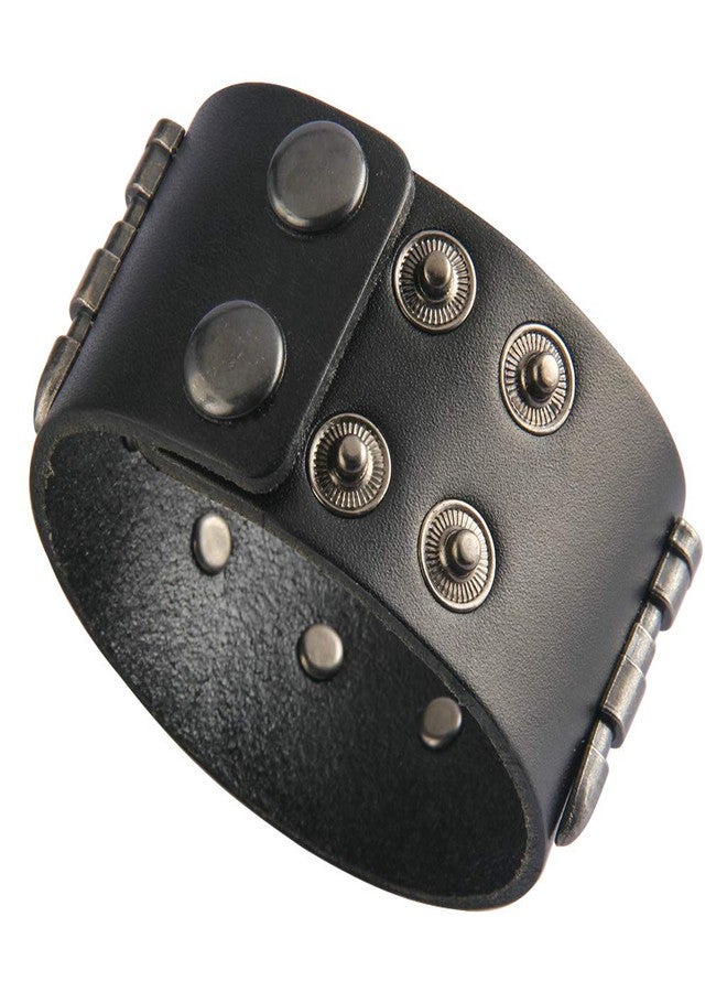 Jeilwiy Leather Cuff Bracelet Bullets Wrap Bracelet Punk Rock Biker Tough Guy Wristband Bangle Black - Image 5