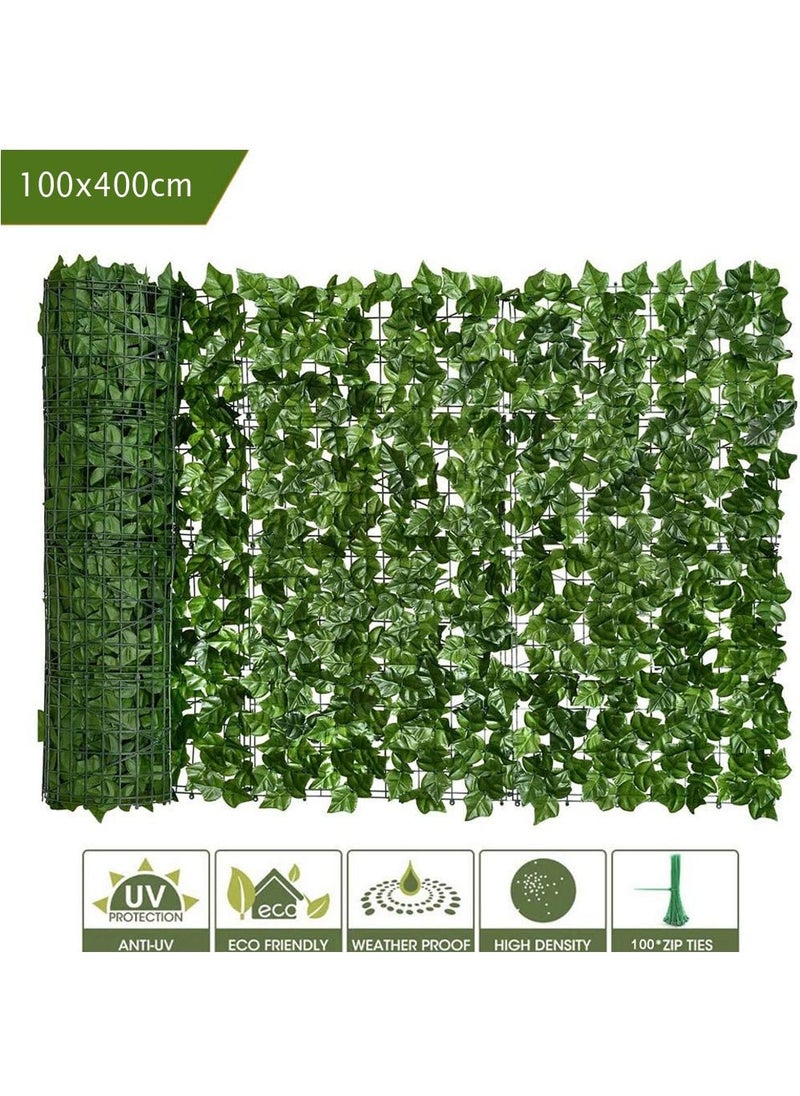 LINGWEI Artificial Wall Grass Ivy Screen Privacy Garden Fence UV Protected Greenery Wall Backdrop Artificial Hedges Plants 100x400cm  - Image 2