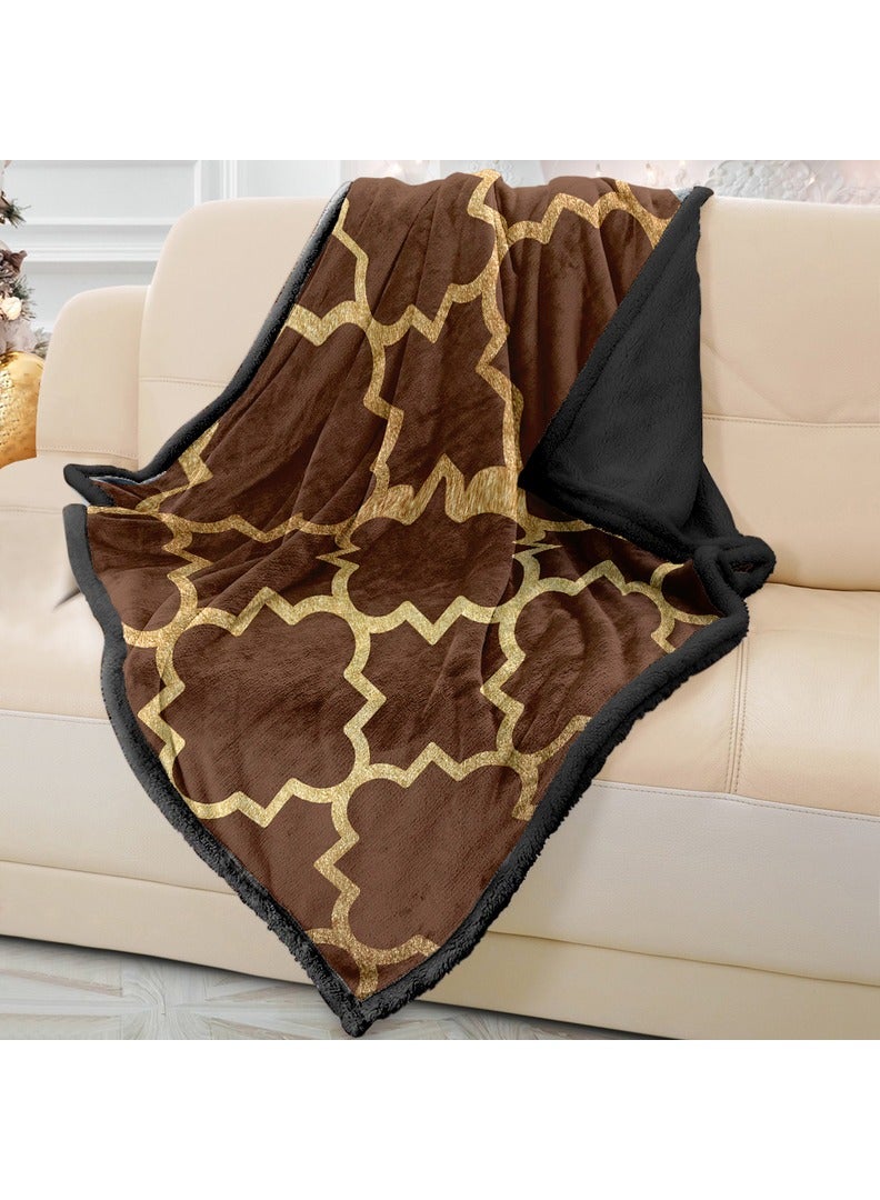 RIZARIES Soft Brown Quatrefoil Sofa Blanket Throw