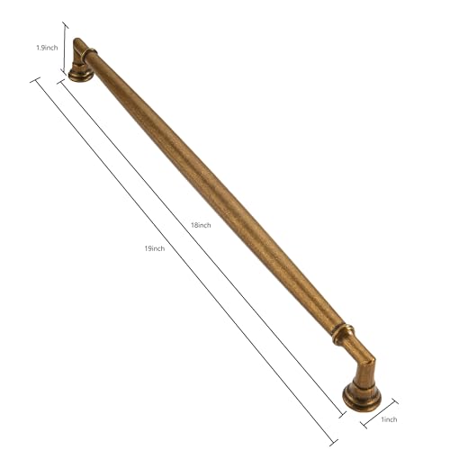 CABDM 1 Pack Appliance Pull 18 Inch305mm Antique Brass Cabinet Pulls Solid Heavy Duty Vintage Brass Round Cabinet Pulls Kitchen Cabinet Hardware for Cupboard Drawer Handles Dresser Pulls - Image 3