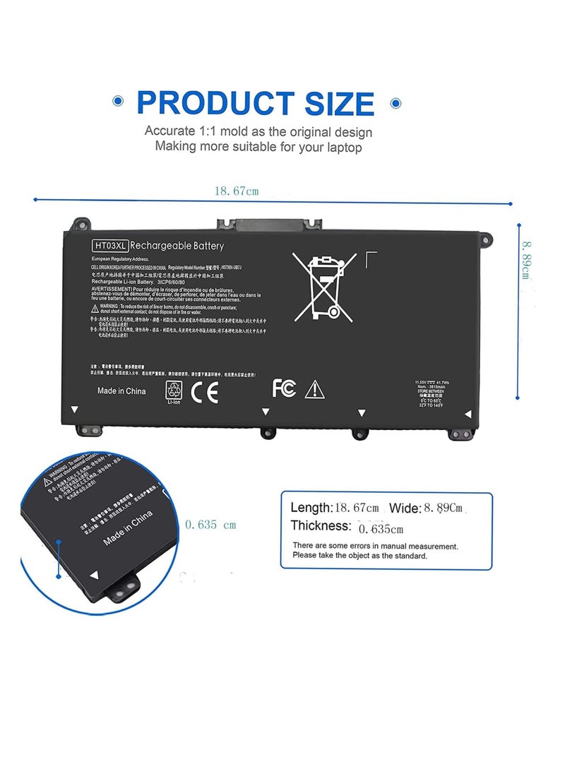 Generic HP Pavilion HT03XL Laptop Battery L11119-855 15-DA 15-DB 15-DW 15-CS 15-DY 17-by 17-CA -da0014dx 15-cs005 3 cl 3cl 3cl 15-dw0043dx 15t-dw100 15z-cw100 11.55v lithium  - Image 2