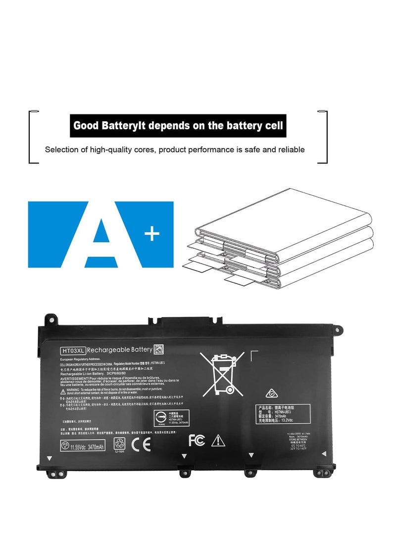 Generic - HP Pavilion HT03XL Laptop Battery L11119-855 15-DA 15-DB 15-DW 15-CS 15-DY 17-by 17-CA -da0014dx 15-cs005 3 cl 3cl 3cl 15-dw0043dx 15t-dw100 15z-cw100 11.55v lithium - Image 1