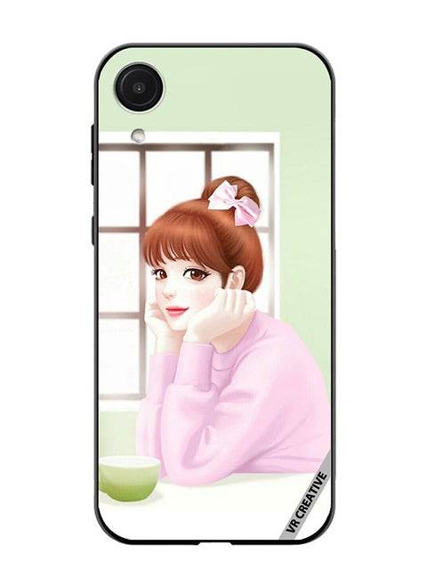 Protective Case Cover For Samsung Galaxy A03 Core Girl Having Tea Design Multicolour