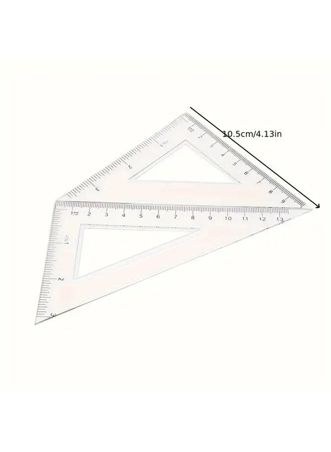 4pcs Transparent Geometric Ruler Set 7.87 Inch Straightedge Protractor Triangle for Office Classroom Art Projects - Image 3