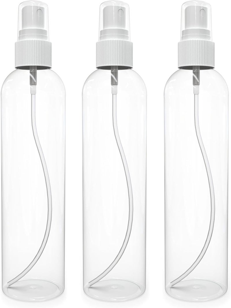 BRIGHTFROM Fine Mist Spray Bottles 8 oz, Empty Refillable Containers - Essential Oils, Disinfectant Spray, Water - Pack of 3