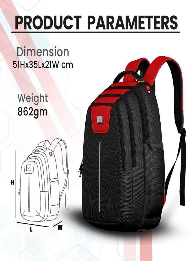 REDHORNS 15.6 Inch Laptop Backpack for Men & Women, Large Capacity School, Office, College, Travel, Business Bag, Unisex Water-Resistant Carbon Fiber Backpack for Work (Black) - Image 3