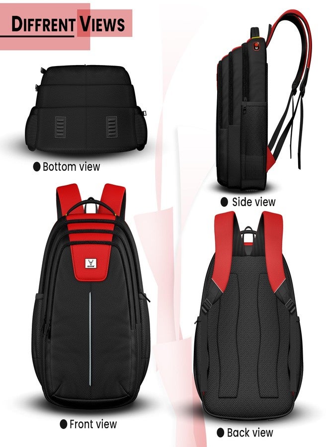 REDHORNS 15.6 Inch Laptop Backpack for Men & Women, Large Capacity School, Office, College, Travel, Business Bag, Unisex Water-Resistant Carbon Fiber Backpack for Work (Black) - Image 4