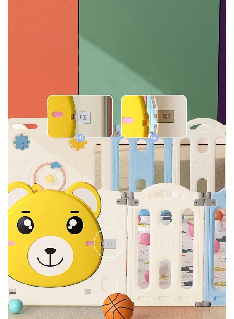 FULL JOY Portable Play Yards, Baby Playpen, Ball Fence, Foldable Crawling Fences with Basketball Hoop, 148*115*62cm - Image 3