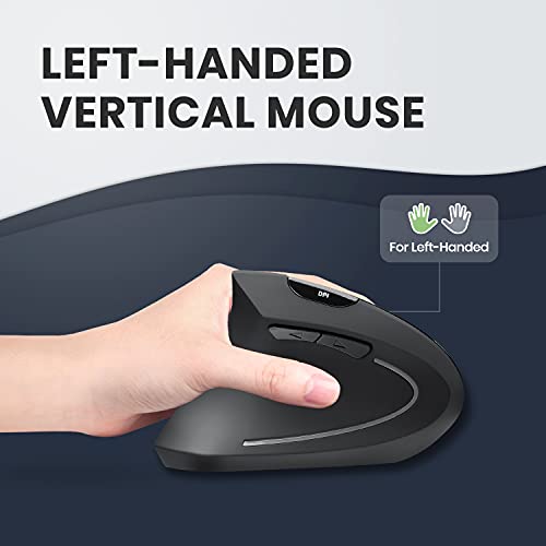 Perixx PERIMICE713L Wireless Ergonomic Left Handed Vertical Mouse 6 Buttons Design 3 Level DPI Black Medium - Image 3