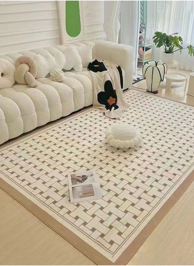 Optico Area Rug, Soft and Imitation Cashmere Large Rugs for Bedroom, Non Slip and Easy to Care Household Carpet, Nordic Style Soft Plush Geometric Rugs, Bedroom Decorative Mat, Hallway Mat Carpet for Living Room Bedroom Dining Room Office  - Image 1