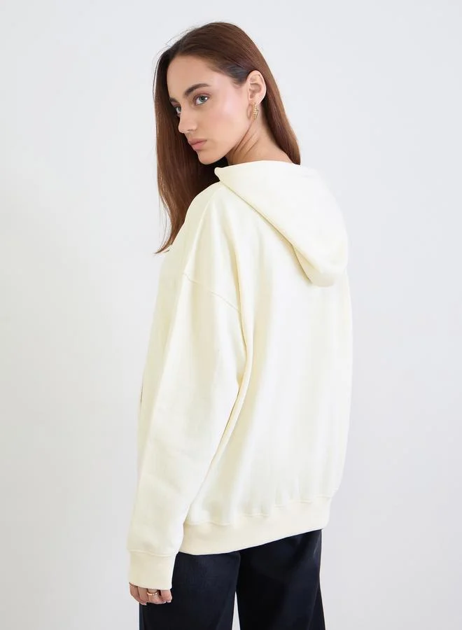 Styli Off White Graphic Print Oversized Hoodie