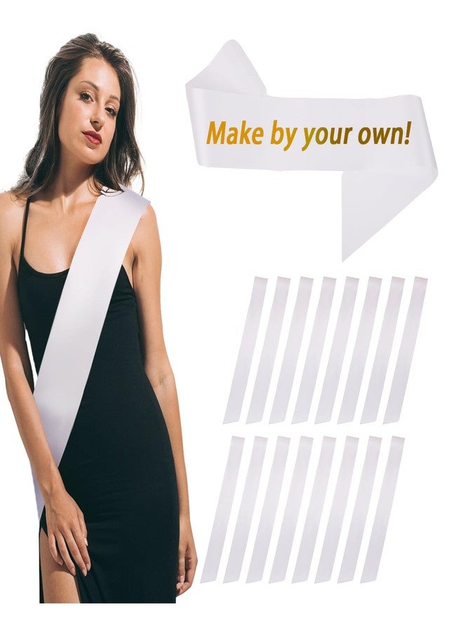 ACO-UINT 16Pcs White Sash Blank Sashes Satin Sashes Custom Sash for Pageants Graduation Birthday Prom Court Senior Bride to Be Party Accessory - Image 1