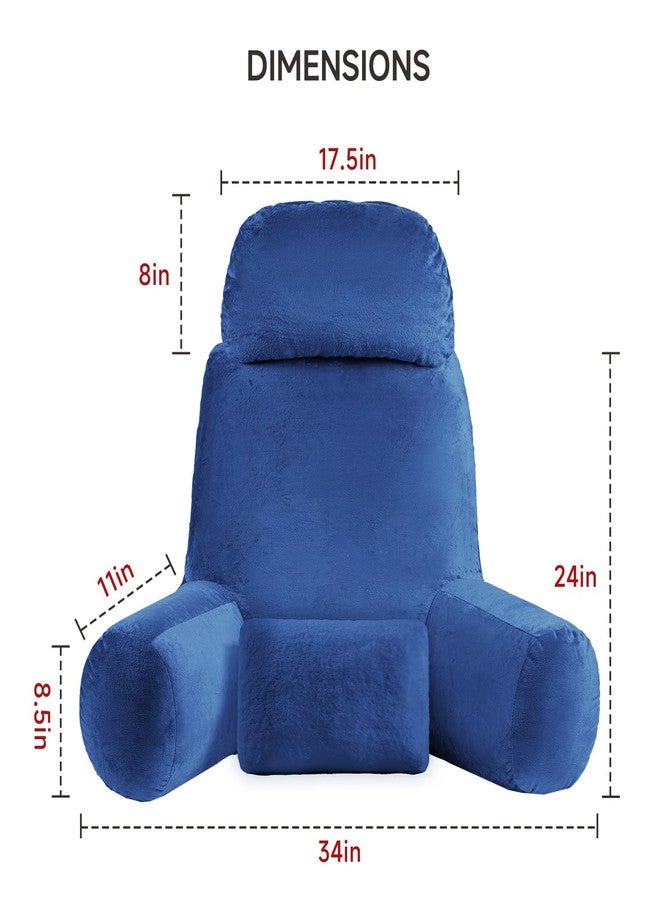 NOONTIDE Reading Pillow for Sitting up in Bed and Couch,32" X-Large Back Pillow for Adult & Teens with Soft Adjustable Neck Roll Backrest Pillow,Washable Cover,Watching TV/Gaming/Relaxing(Blue) - Image 4