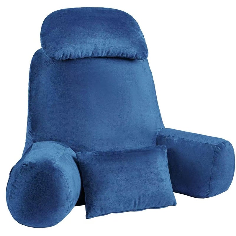 NOONTIDE Reading Pillow for Sitting up in Bed and Couch,32" X-Large Back Pillow for Adult & Teens with Soft Adjustable Neck Roll Backrest Pillow,Washable Cover,Watching TV/Gaming/Relaxing(Blue) - Image 1