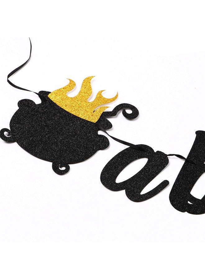 MALLMALL6 A Baby Is Brewing Banner Sign Halloween Baby Shower Party Favors Black Golden Glittery Paper Flag Photo Props Pre-Strung Hanging Kit Gender Reveal Party Decoration For Home Room Wall Outdoor - Image 3
