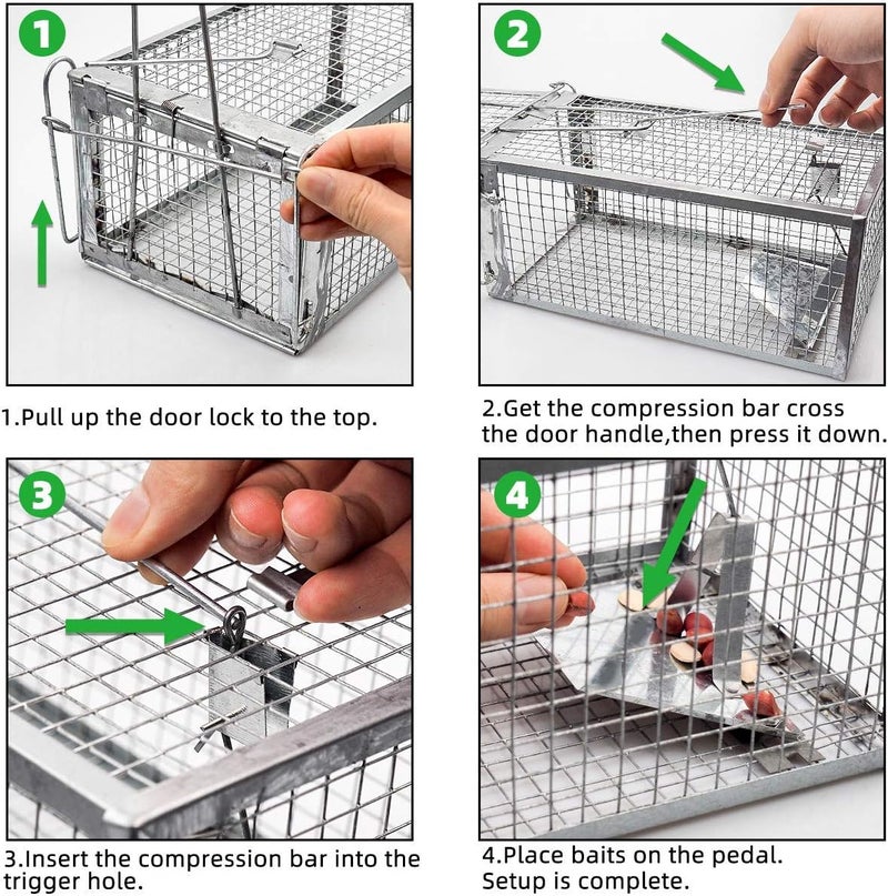 Kensizer 2-Pack Humane Rat Trap, Chipmunk Rodent Trap That Work for Indoor and Outdoor Small Animal - Mouse Voles Hamsters Live Cage Catch and Release - Image 4