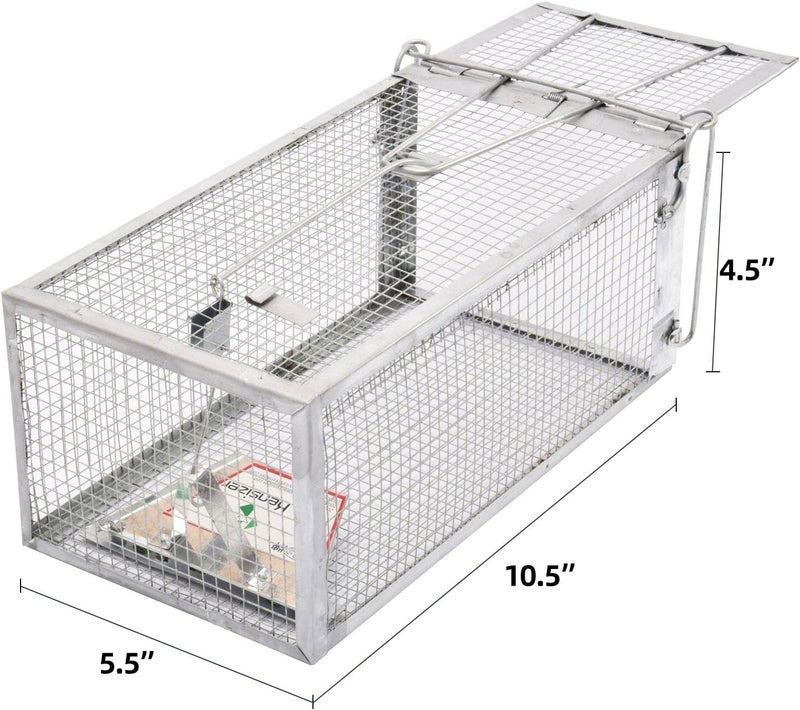 Kensizer 2-Pack Humane Rat Trap, Chipmunk Rodent Trap That Work for Indoor and Outdoor Small Animal - Mouse Voles Hamsters Live Cage Catch and Release - Image 2