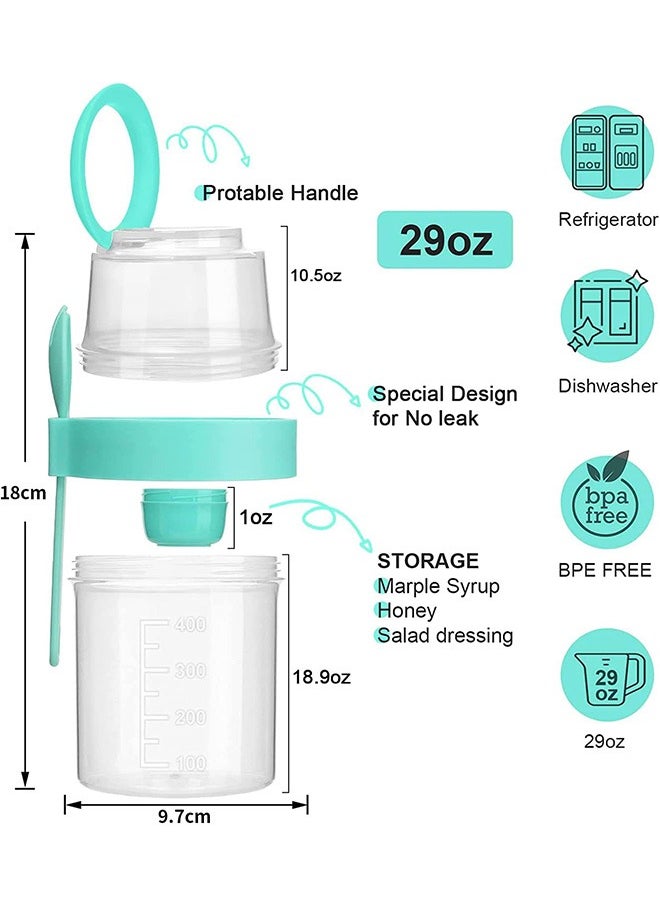 Garlo - Overnight Oats Container 26oz 2 Pack, 2- Tier With Lid And Spoon, Yogurt Oatmeal Container On The Go, Oats Jars With Lid, Crunch Cup Portable Cereal And Milk To Go Container - Image 1