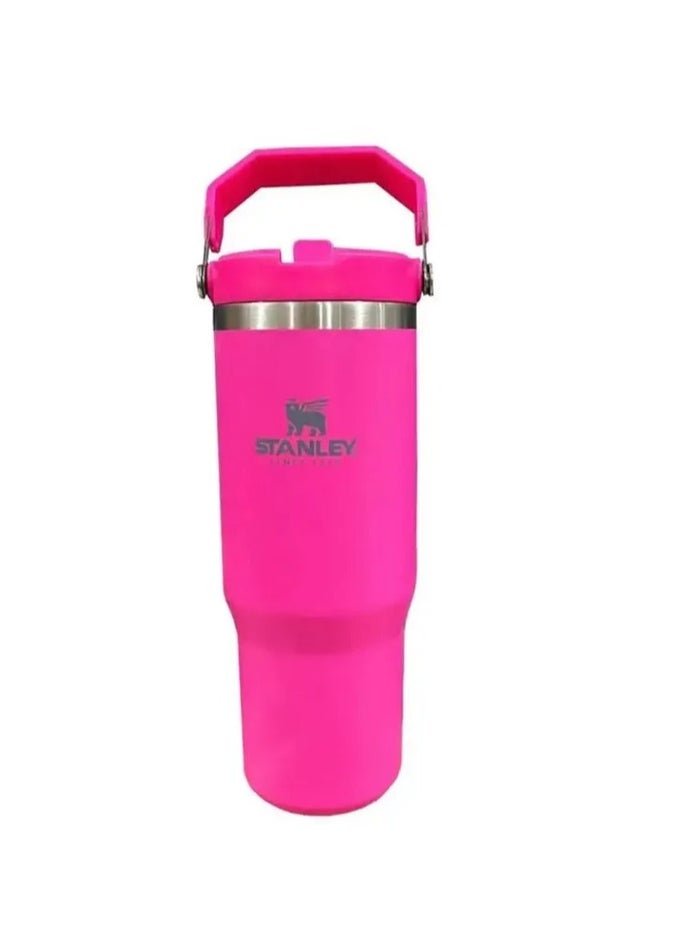 Stanley LARGE INSULATED STAINLESS STEEL TUMBLER WITH HANDLE  30OZ HOT & COLD TRAVEL MUG IN PINK
