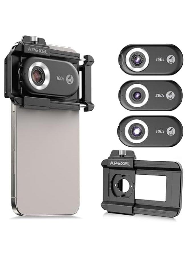 Arabest - Portable 3-in-1 Smartphone Microscope Lens with 100X/150X/200X Zoom, LED UV Light and CPL Filter for Android/iPhone - Mini Digital Camera for Pocket Science Exploration - Image 1
