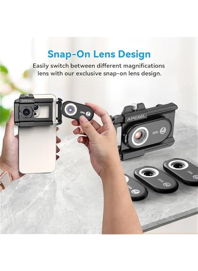 Arabest - Portable 3-in-1 Smartphone Microscope Lens with 100X/150X/200X Zoom, LED UV Light and CPL Filter for Android/iPhone - Mini Digital Camera for Pocket Science Exploration - Image 1