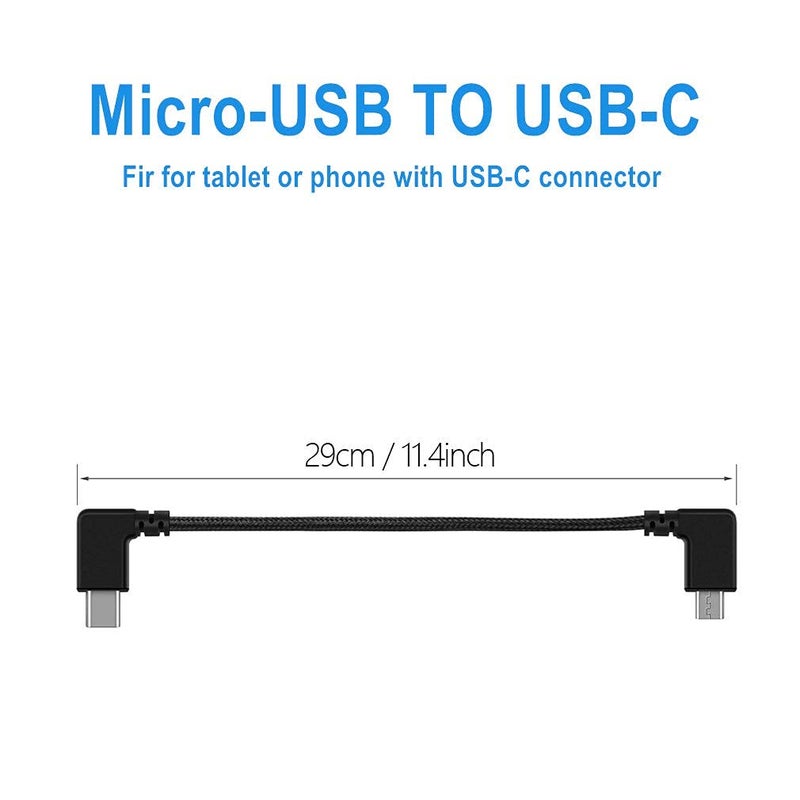 Hanatora 11.4 inch Micro USB to USB C Remote Controller Cable for DJI Mavic Mini,SE,Air,Mavic 2 Pro/Zoom,Mavic Pro,Spark, Nylon Braised Phone Tablet OTG RC Cord (Type-C Connector) - Image 5