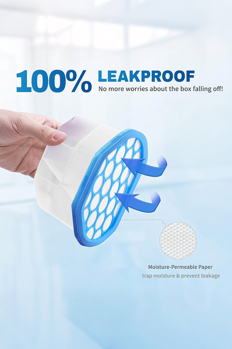 فشوو أجهزة امتصاص الرطوبة من Vshoo - 6 قطع (280 جرام) مزيل رطوبة مضغوط - عبوات فعالة لامتصاص الرطوبة في الخزانات، الحمامات، القبو، الغرف - مزيل روائح خالي من العطور (500 مل) - Image 4