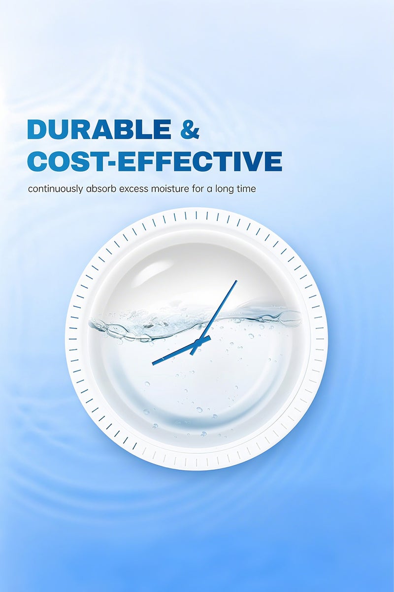 فشوو أجهزة امتصاص الرطوبة من Vshoo - 6 قطع (280 جرام) مزيل رطوبة مضغوط - عبوات فعالة لامتصاص الرطوبة في الخزانات، الحمامات، القبو، الغرف - مزيل روائح خالي من العطور (500 مل) - Image 2