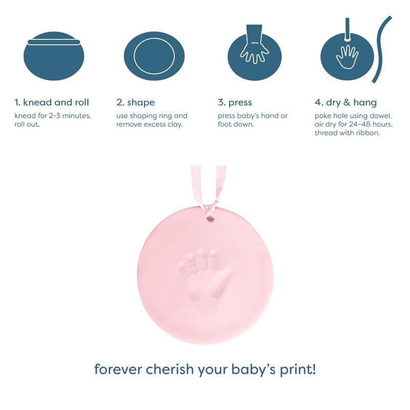Reece Studio Baby’s Print Clay Keepsake Kit, Newborn Handprint and Footprint Maker, Hanging Keepsake or Christmas Ornament, Gender-Neutral Gift for New and Expecting Parents, Pink - Image 3