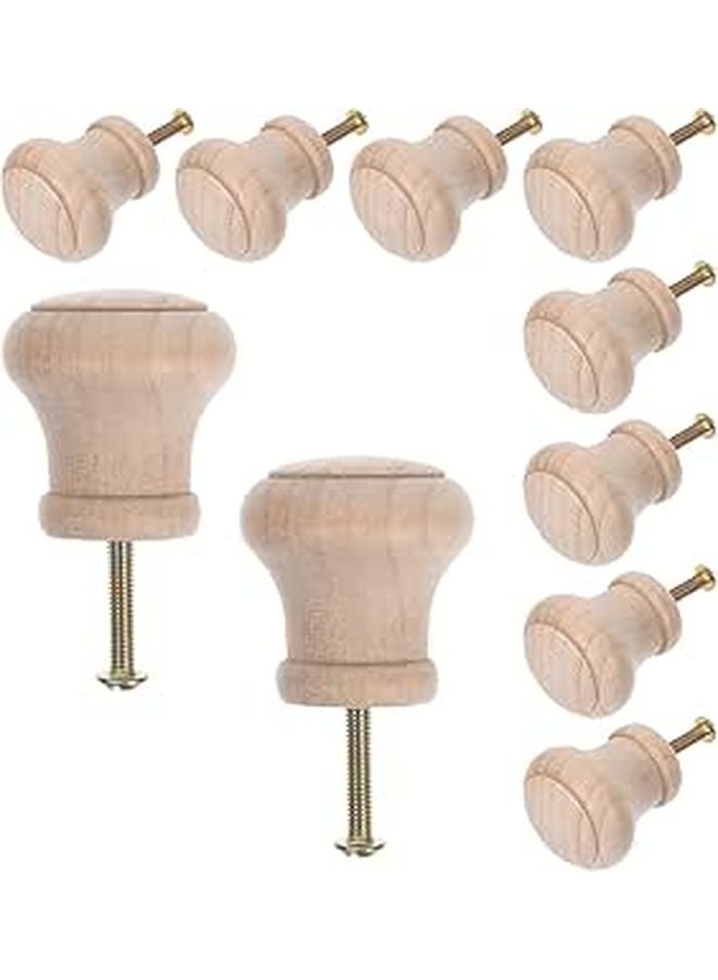 10Pcs Natural Wood Cabinet Knobs Round Drawer Pull Handles For Furniture Hardware - Image 1