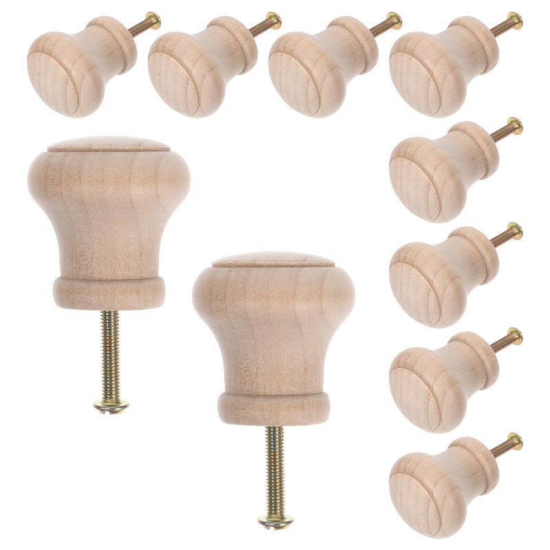 10Pcs Natural Wood Cabinet Knobs Round Drawer Pull Handles For Furniture Hardware - Image 2