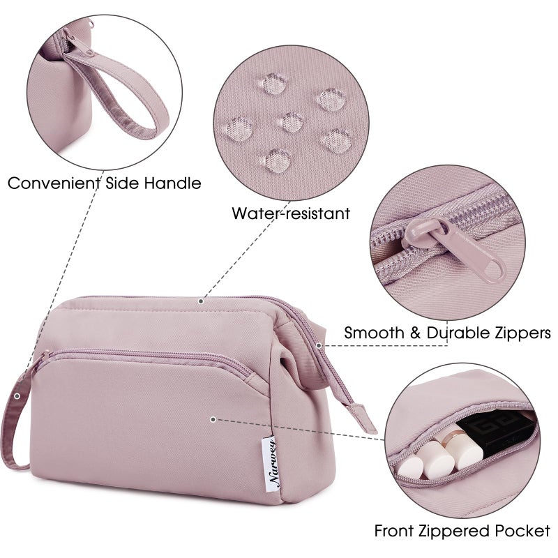 Narwey Large Makeup Bag Women Wide-open Make up Bag Travel Cosmetic Bag Organizer Toiletry Bag for Cosmetics Toiletries Accessories (Dusty Rose) - Image 5
