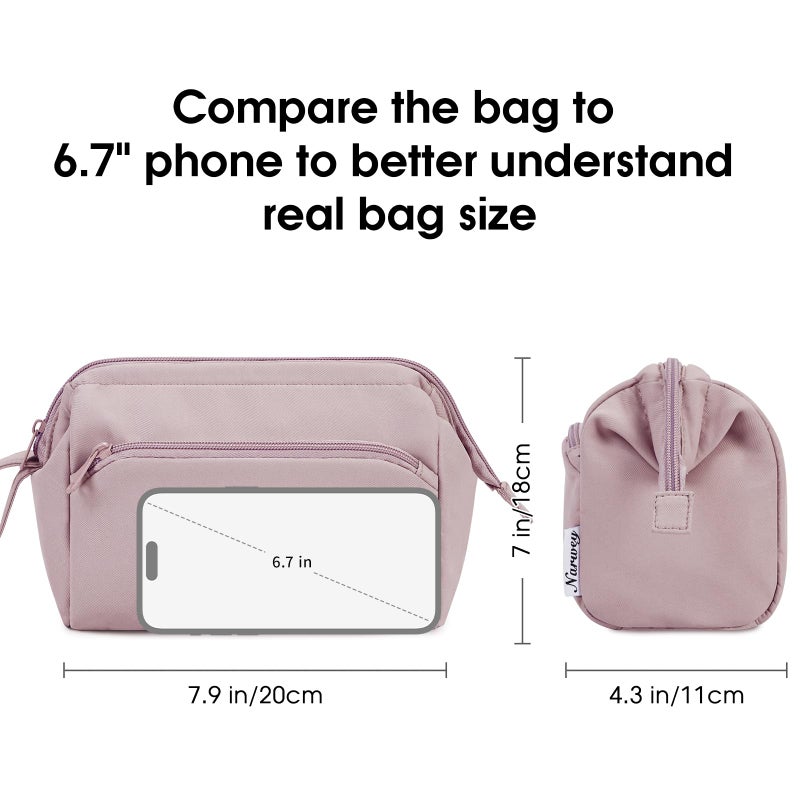 Narwey Large Makeup Bag Women Wide-open Make up Bag Travel Cosmetic Bag Organizer Toiletry Bag for Cosmetics Toiletries Accessories (Dusty Rose) - Image 4