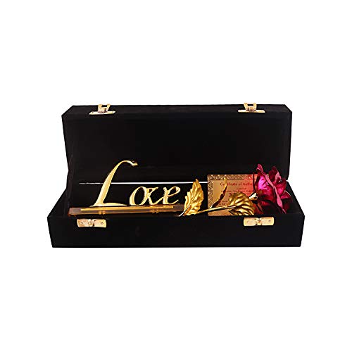 Lavanaya Silver - Certified Gold Finish Rose Flower with Love Photo Frame Stand (Pink) - Image 4