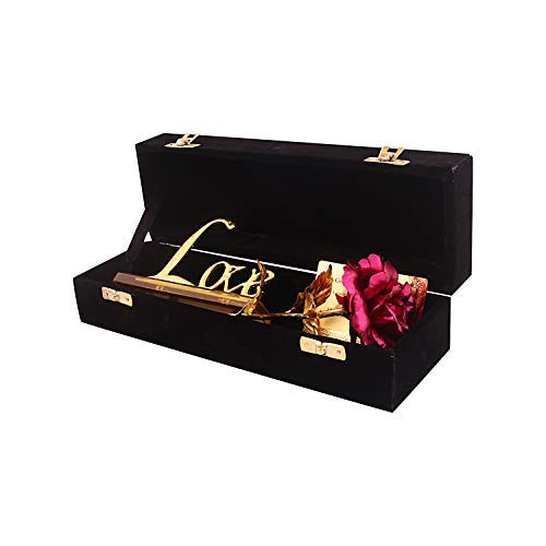 Lavanaya Silver - Certified Gold Finish Rose Flower with Love Photo Frame Stand (Pink) - Image 1