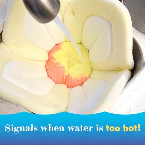 Blooming Bath Blooming Baby ColorBloom Baby Bath Seat for Sink - Temperature-Sensing Color-Changing Fabric, Plush Lotus Bath Cushion, Fits Most Sinks, Machine Washable, Newborn Bath Support (0–6 Months) - Image 2