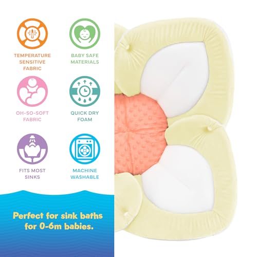 Blooming Bath Blooming Baby ColorBloom Baby Bath Seat for Sink - Temperature-Sensing Color-Changing Fabric, Plush Lotus Bath Cushion, Fits Most Sinks, Machine Washable, Newborn Bath Support (0–6 Months) - Image 3