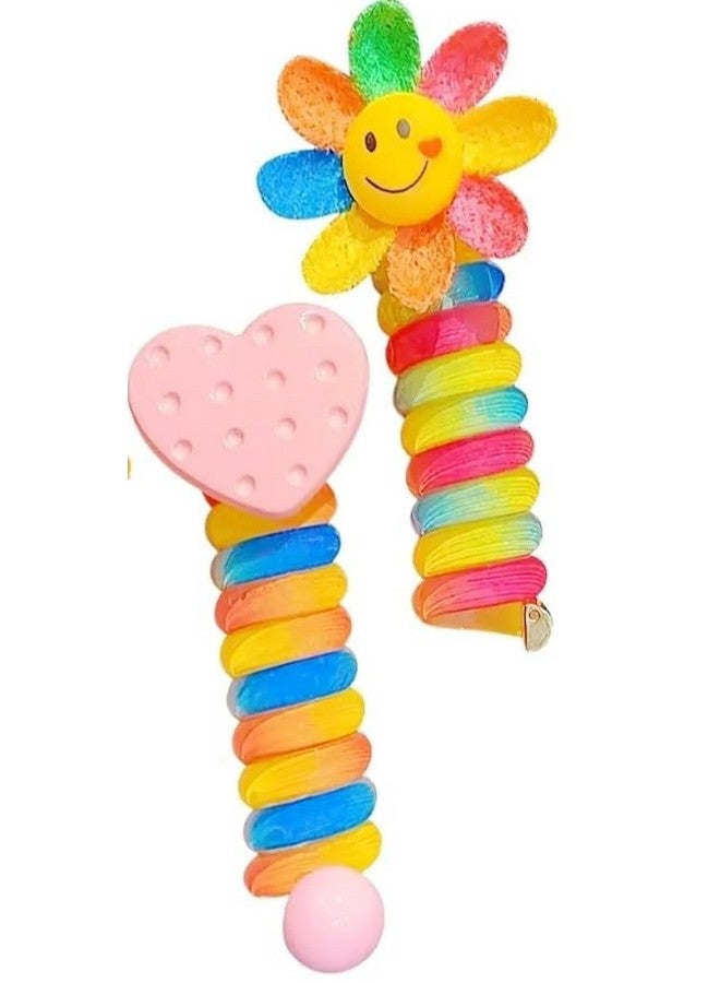 Gugzy Telephone Wire Hair Bands for Kids - Cute Cartoon Spiral Hair Ties | No-Crease, Spring Rubber Bands for Braids & Ponytails | Baby & Girls’ Head Accessories (2) - Image 1