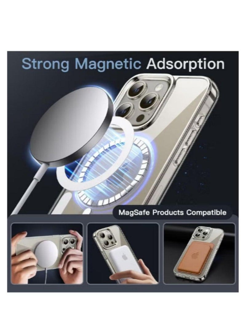 15 Pro Max Magsafe Case Clear【N52 Stronger Magnets】【Grade Protection】Anti-Yellow&Anti-Scratch, Ultra Slim, Magnetic Magsafe Cover for iPhone 15 Pro Max 6.7inch Clear Clear - Image 5