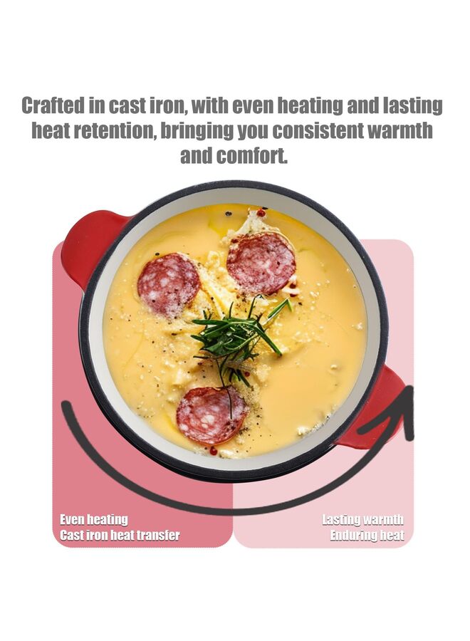 طقم فوندو مع 6 شوك، مناسب لفوندو الجبن والشوكولاتة واللحم، مصنوع من الحديد الزهر/الأحمر - Image 4