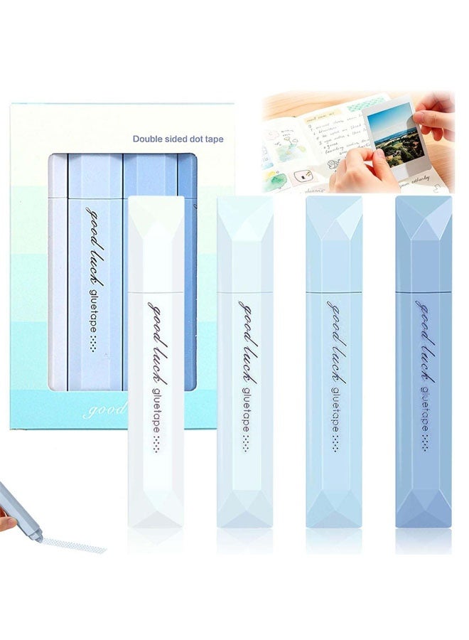 4PCS Double Sided Tape Pens, 2026 New Scrapbooking Double Sided Tape Roller, Craft Adhesive Runner, Multipurpose Journaling Supplies for Scrapbooking, School Office Crafts (Blue) - Image 1