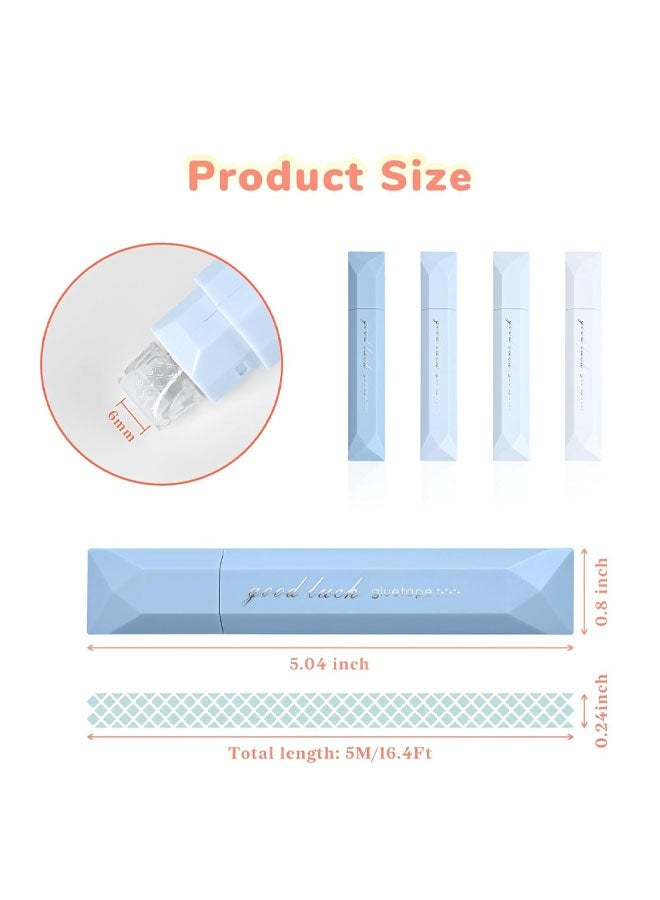 4PCS Double Sided Tape Pens, 2026 New Scrapbooking Double Sided Tape Roller, Craft Adhesive Runner, Multipurpose Journaling Supplies for Scrapbooking, School Office Crafts (Blue) - Image 2
