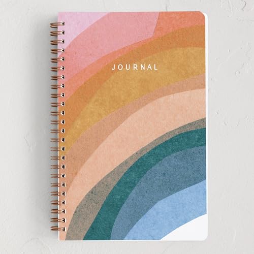 Minted Rainbow Collage Notebook, Writing Journal for Notes & Journaling, Durable Acrylic Free Cover, Modern, Colorful & Simple Spiral Bound Journal Notebook with 80 Lined Pages, 5.5" x 8.5" - Image 1
