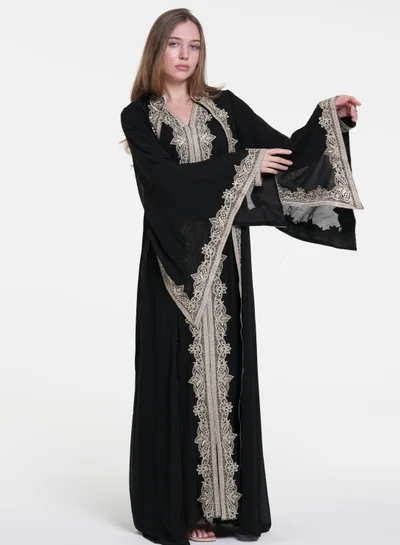 AL BENT AL SHARQIEH emboidered chiffon kaftan dress