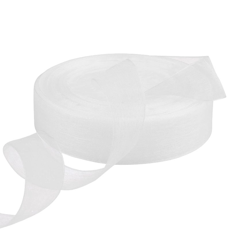 Hapeper 1 Inch Sheer Organza Chiffon Ribbon, 50 Yards/Roll (White) - Image 2