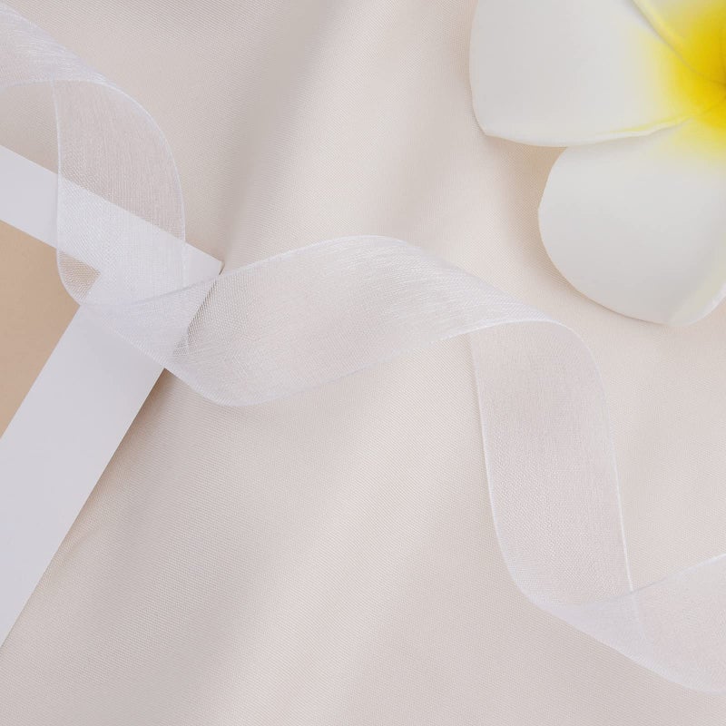 Hapeper 1 Inch Sheer Organza Chiffon Ribbon, 50 Yards/Roll (White) - Image 4