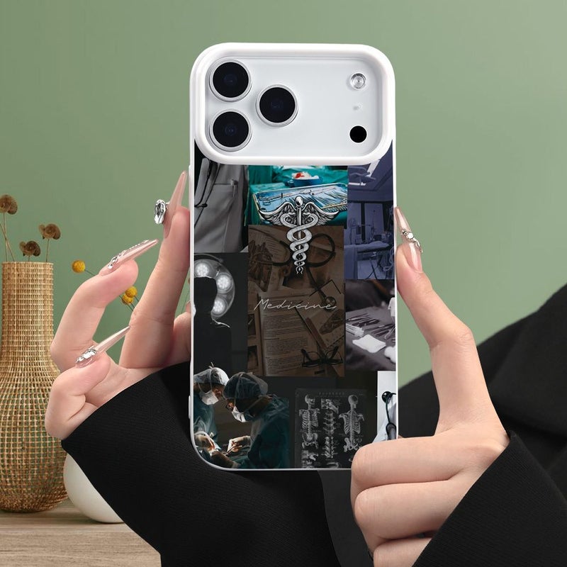 White Phone Case For iPhone 11 Medical Collage Design Luxurious Elegant UV Printing Resistant Yellowing Dirt Stylish Trendy - Image 2